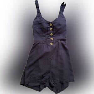 Navy linen romper